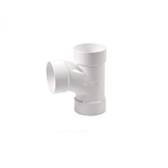 4" x 4" x 4", Hub x Hub x Hub, Injection Molded, PVC, Straight, Tee