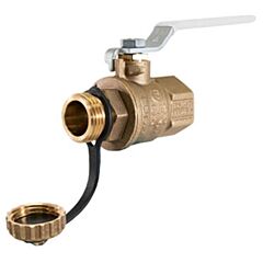 3/4" Lead Free Brass Ball Valve, Full Port, 2 Piece, Threaded x Hose Connection with Hose Cap, 600 WOG