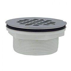 2" PVC NO-CAULK COMPRESSION SHOWER DRAIN W/ STAINLESS STEEL STRAINER