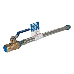 3/4 FIP X 3/4 PUSH FIT 18"" SS SUPPLY LINE W/ BALL VALVE