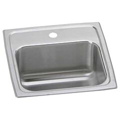 15" x 15" x 6-1/8", 2" Center Drain, 1-Hole, Brushed Satin, 304 Stainless Steel, Drop-In Mount, 1-Bowl, Bar Sink
