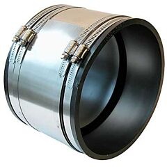 8" x 8", 4.3 PSI, PVC-DWV Gasket, Flexible, Shielded, Strong Back, Clay to Cast Iron/Plastic/Steel, Straight, Repair Coupling