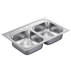 MOEN 2200 SERIES 33 X 22 SS 22 GAUGE DOUBLE DROP IN SINK