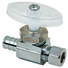 PEX 1/2 X 1/4OD STRAIGHT STOP 1/4 TURN BALL  