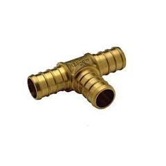 1/2" x 1/2" x 1/2", Barb x Barb x Barb, 160 PSI, Lead-Free, XL Brass, Crimp, Small Diameter, Straight, Tee