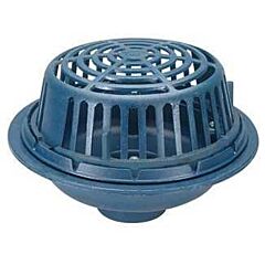 ZURN CI ROOF SUMP 4" NO HUB, W/ POLY DOME STRAINER 15" DIA