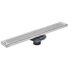 2" Hub, 48" x 3-3/8", 304 Stainless Steel Square Hole Strainer, Schedule 40, PVC, Linear, Shower Pan Drain