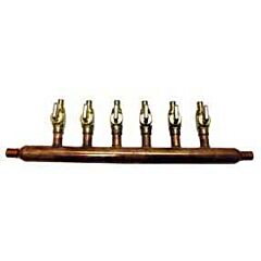 1/2" x 3/4", ASTM F1807 PEX x ASTM F1807 PEX x ASTM F1807 PEX Trunk, 2" On Center Branch, 1" Type L Copper, Lead-Free, 5-Branch, Manifold