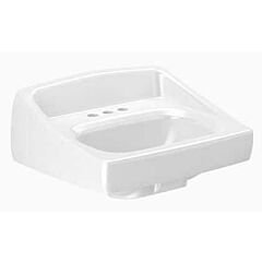 20-3/4" x 18-1/4" x 12-1/4", 8" Rough-In, 1-1/4" Drain, 4" Center, 3-Hole, White, Vitreous China, Front Overflow, Wall Mount, Bathroom Sink
