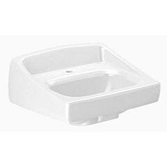20-3/4" x 18-1/4" x 12-1/4", 6" Rough-In, 1-1/4" Drain, White, Vitreous China, 1-Hole, Front Overflow, Wall Mount, Backsplash, Bathroom Sink