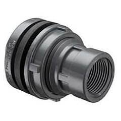 1" x 1", Socket x FPT, 150 PSI, Schedule 80, Lead-Free, Gray, Injection Molded PVC, Standard, Straight, Tank Adapter with Neoprene Gasket