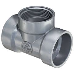 1-1/2" x 1-1/2" x 1-1/2", Hub x Hub x FPT, Lead-Free, Gray, Injection Molded CPVC, Straight, Flush, Cleanout Tee