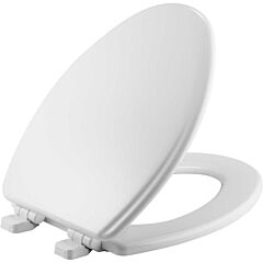 WHITE ELONGATED WOOD TOILET SEAT